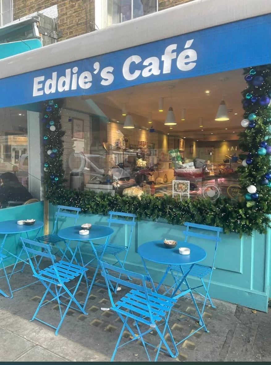 Storefront of Eddie's Food Bistro in Marylebone, London
